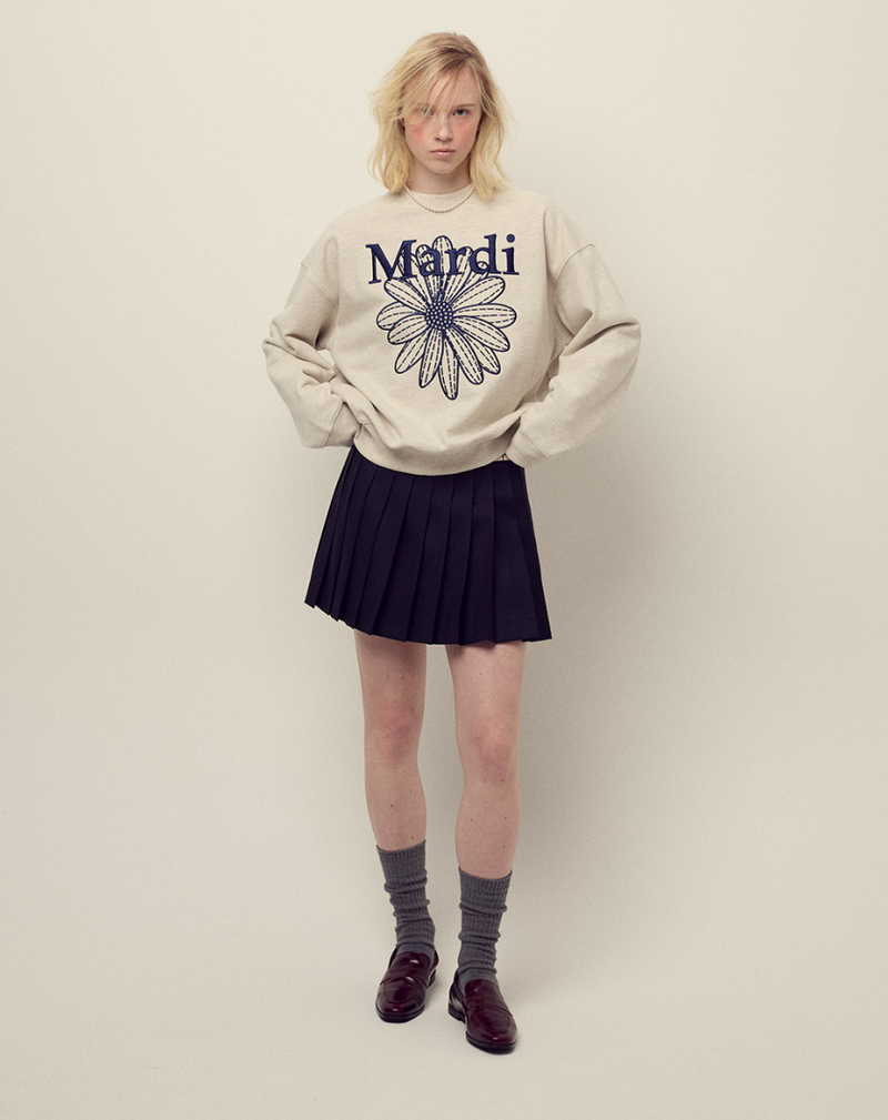 Sweatshirt Flowermardi Needlework Oatmeal Navy