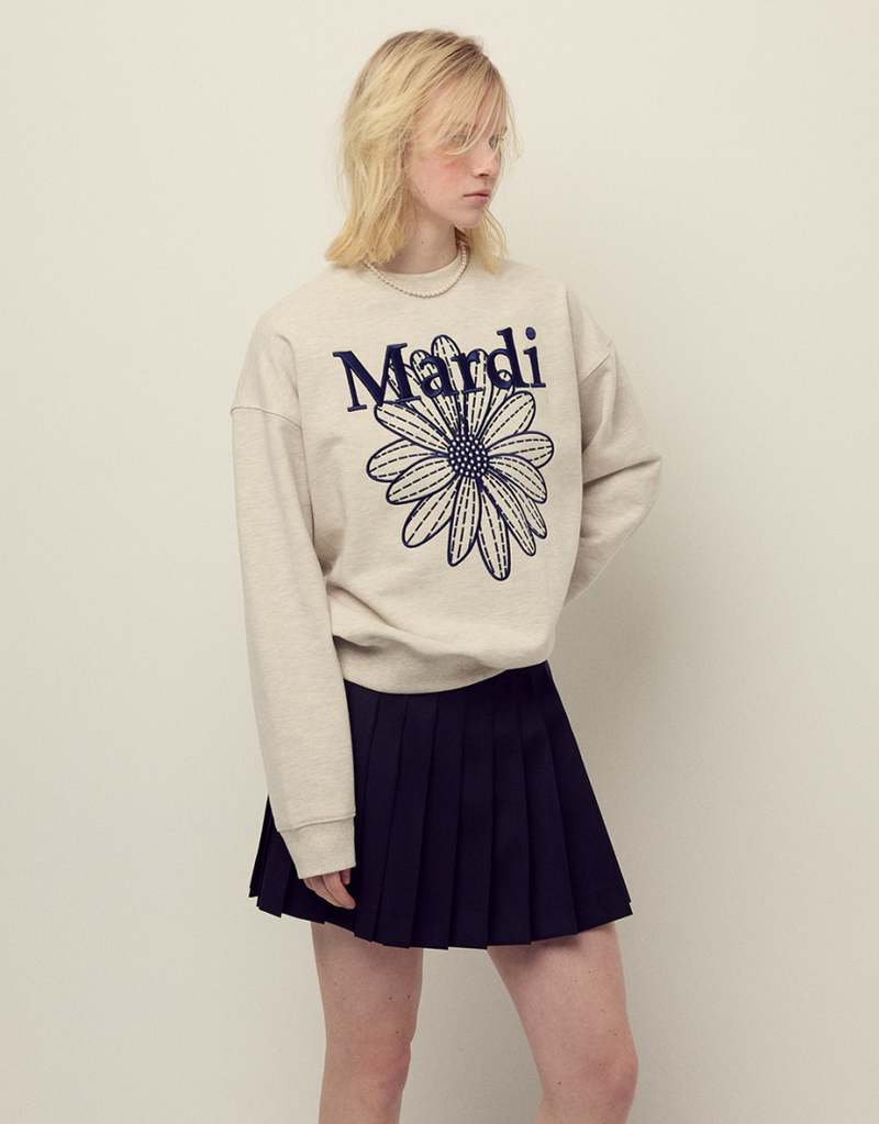Sweatshirt Flowermardi Needlework Oatmeal Navy