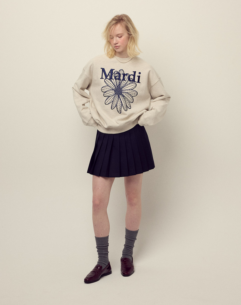 Sweatshirt Flowermardi Needlework Oatmeal Navy