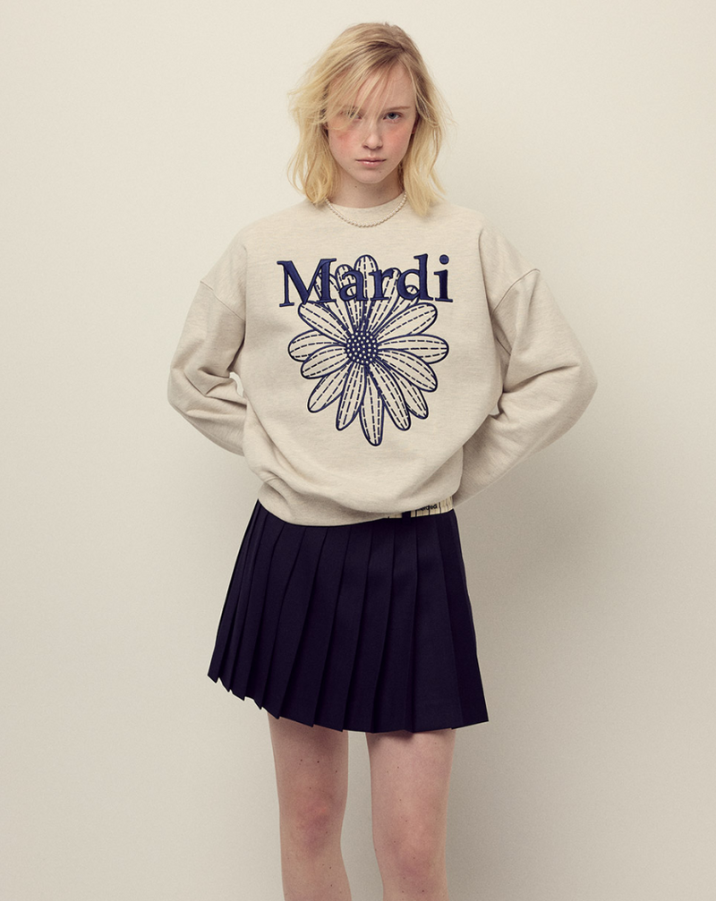 Sweatshirt Flowermardi Needlework Oatmeal Navy