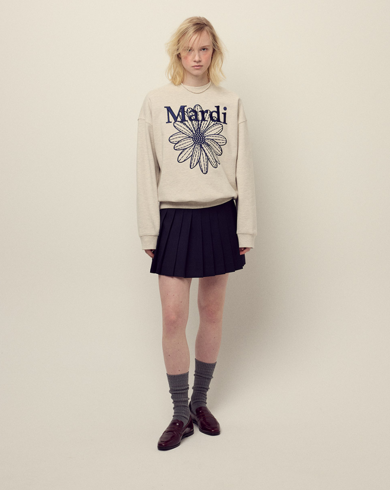 Sweatshirt Flowermardi Needlework Oatmeal Navy
