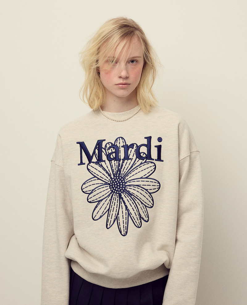 Sweatshirt Flowermardi Needlework Oatmeal Navy