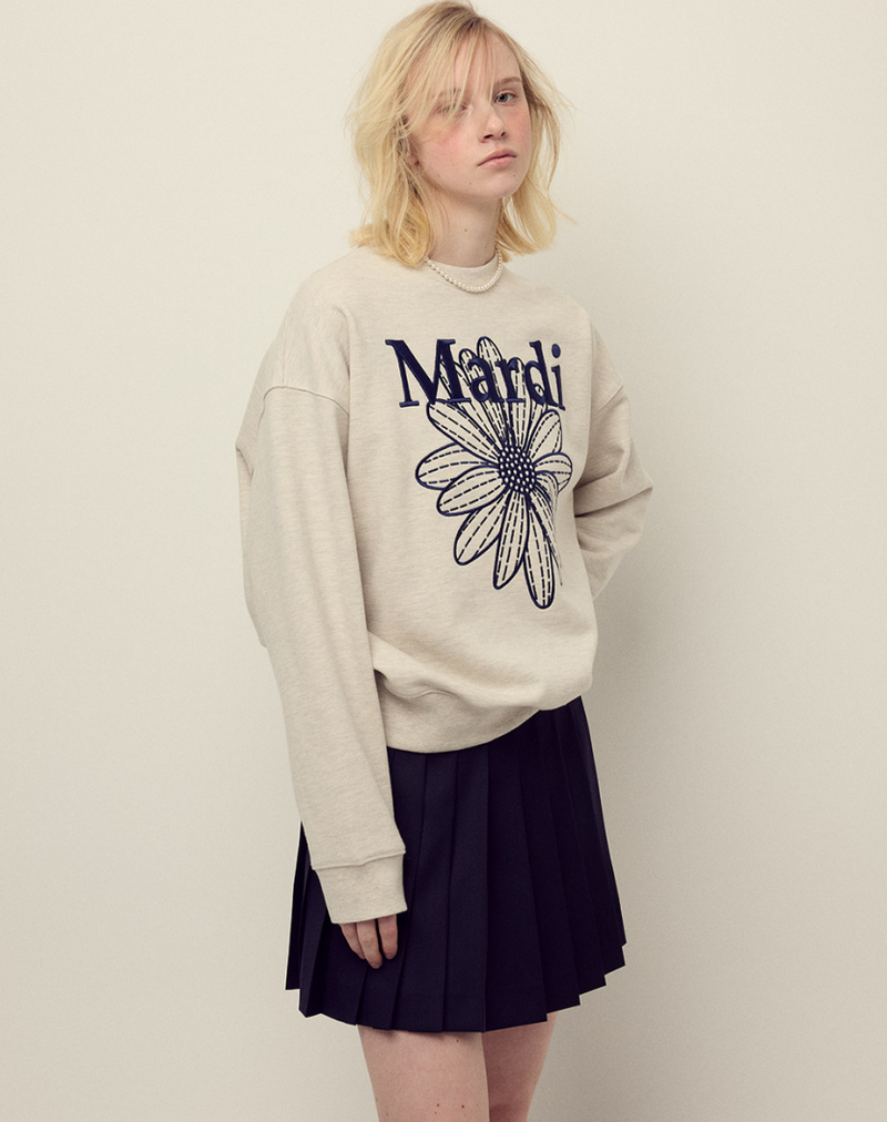 Sweatshirt Flowermardi Needlework Oatmeal Navy
