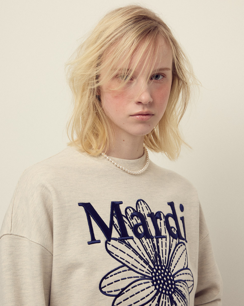 Sweatshirt Flowermardi Needlework Oatmeal Navy