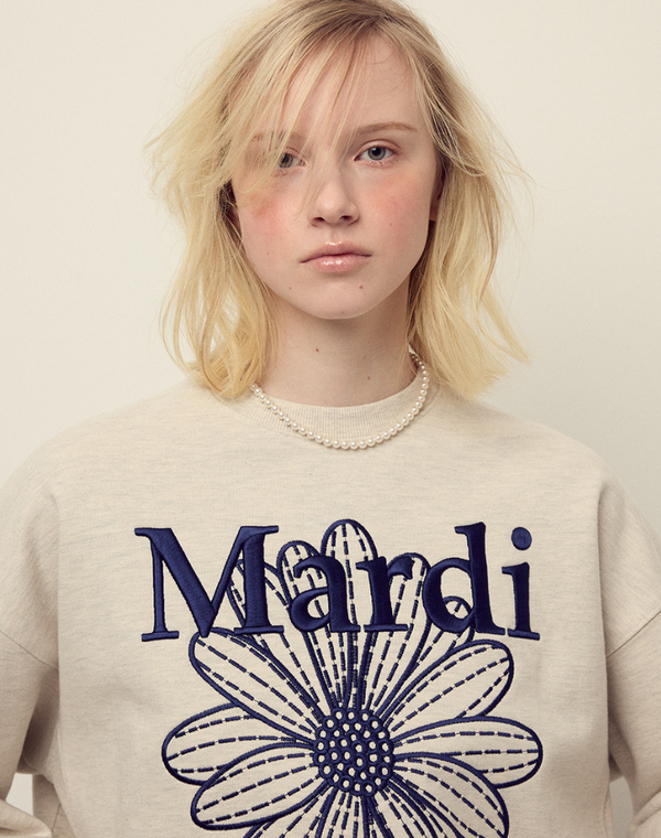 Sweatshirt Flowermardi Needlework Oatmeal Navy