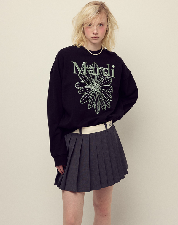 Sweatshirt Flowermardi Needlework Black Mint