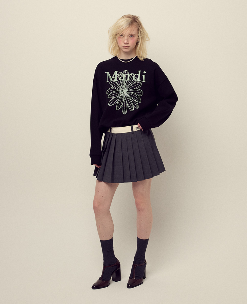 Sweatshirt Flowermardi Needlework Black Mint