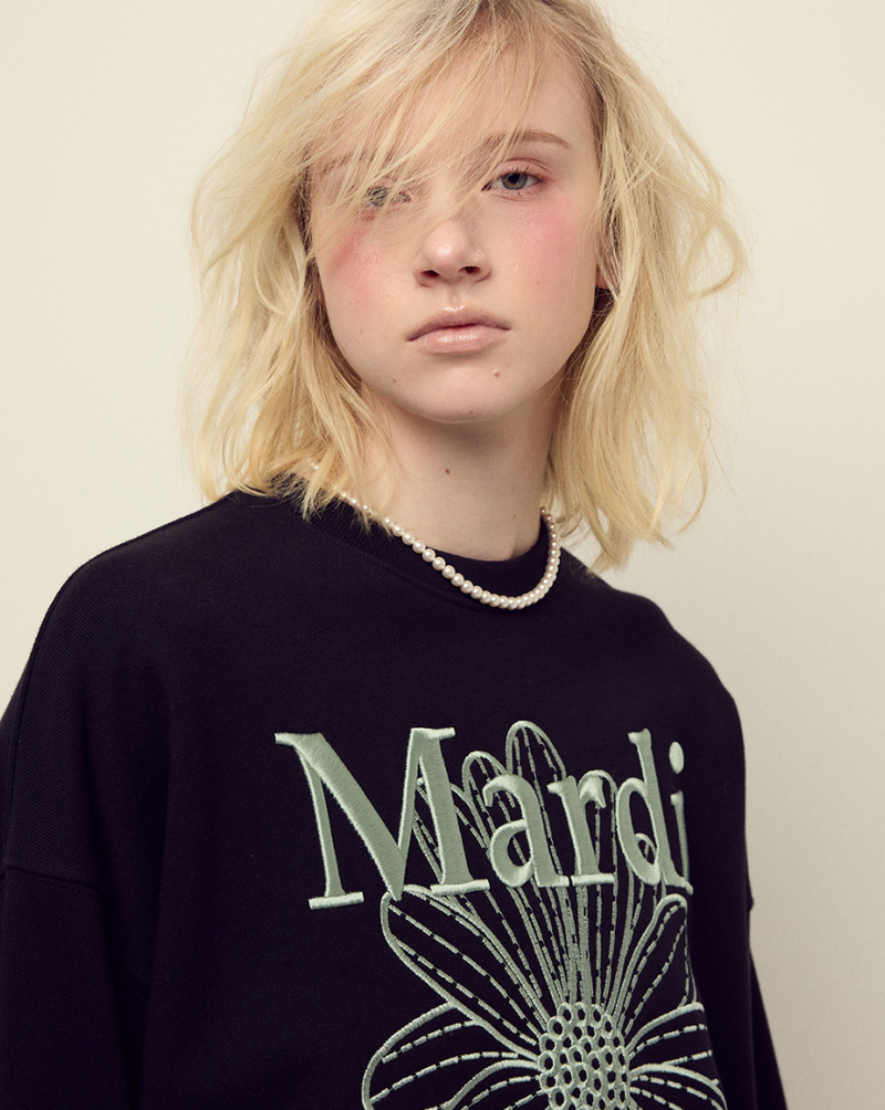 Sweatshirt Flowermardi Needlework Black Mint