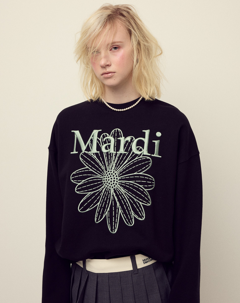 Sweatshirt Flowermardi Needlework Black Mint