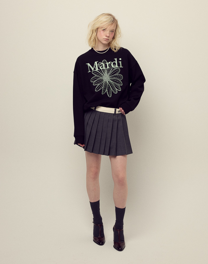 Sweatshirt Flowermardi Needlework Black Mint