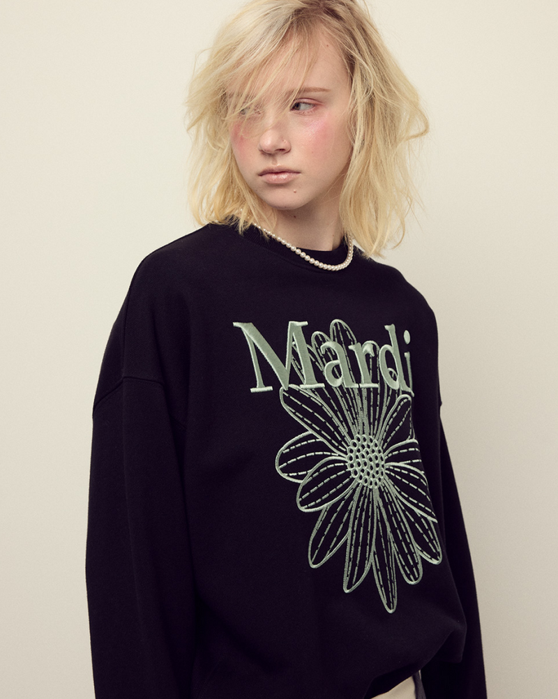 Sweatshirt Flowermardi Needlework Black Mint