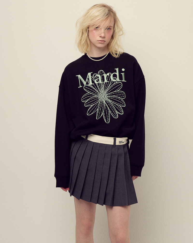Sweatshirt Flowermardi Needlework Black Mint