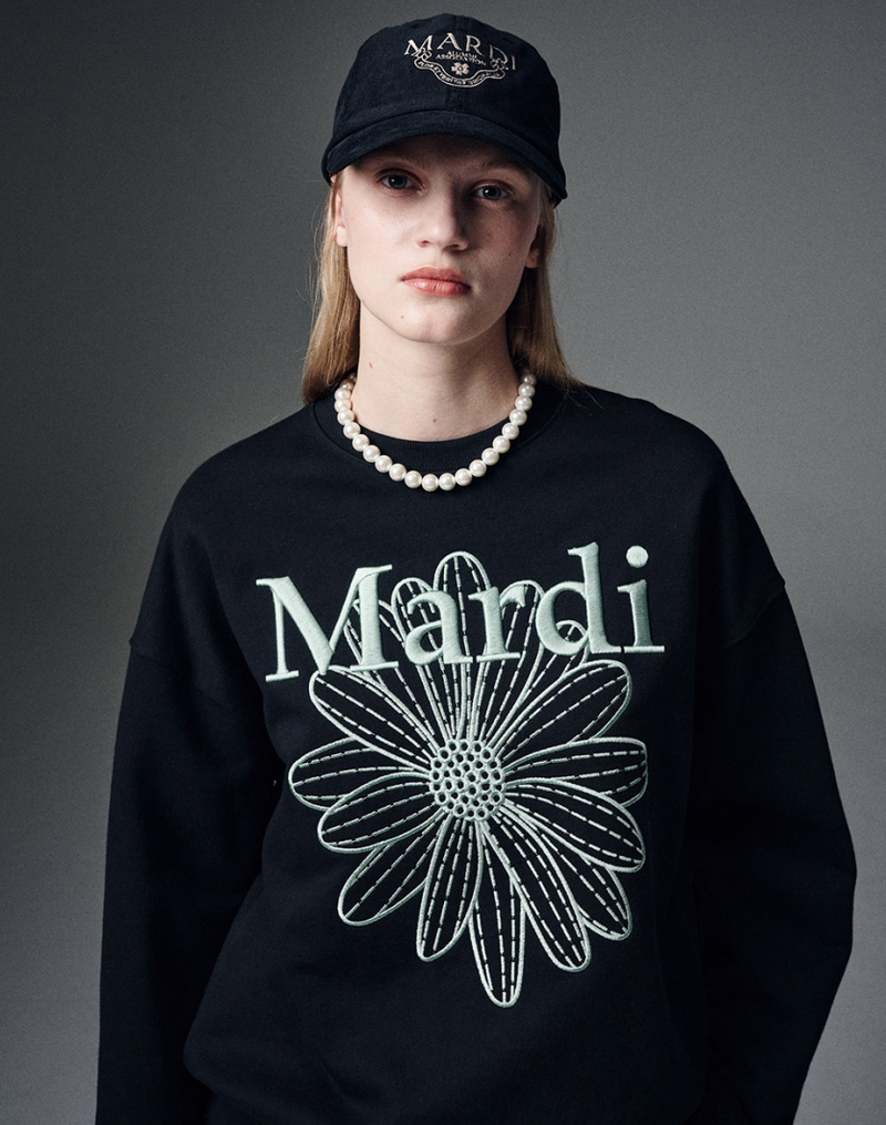 Sweatshirt Flowermardi Needlework Black Mint