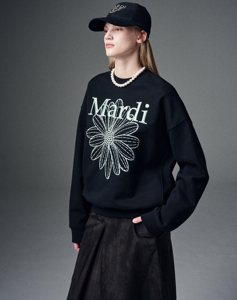Sweatshirt Flowermardi Needlework Black Mint