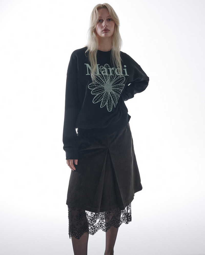 Sweatshirt Flowermardi Needlework Black Mint