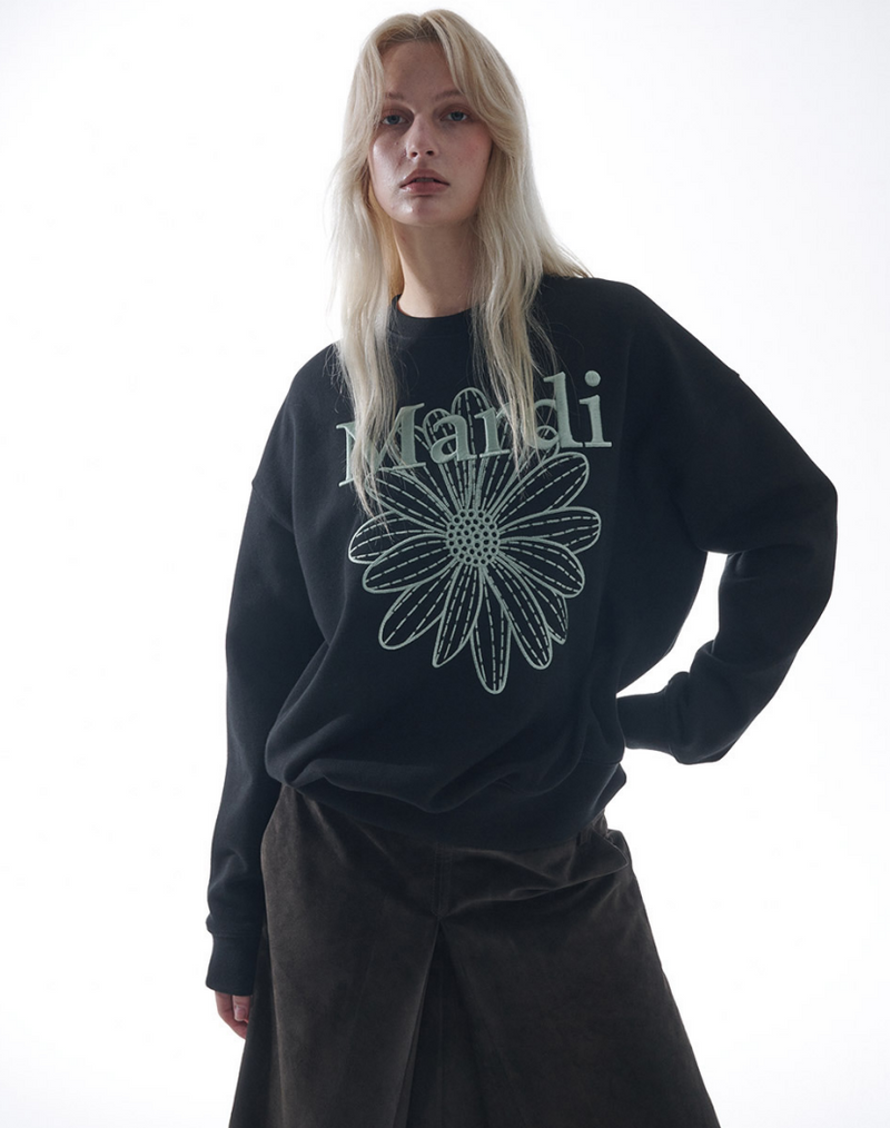 Sweatshirt Flowermardi Needlework Black Mint