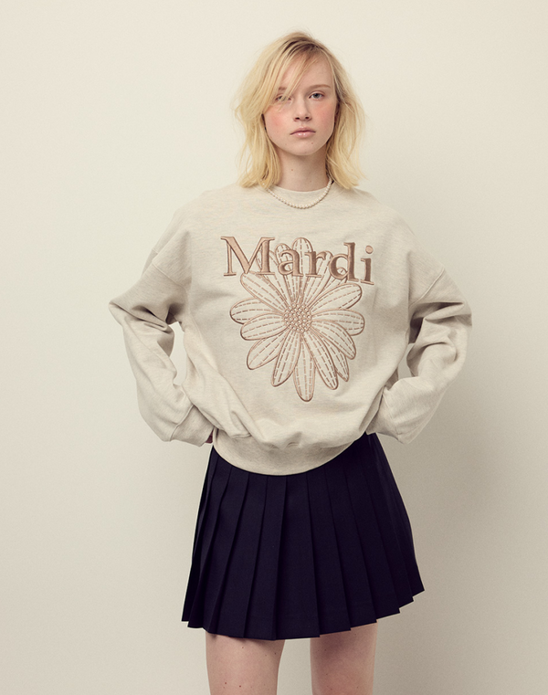 Sweatshirt Flowermardi Needlework Oatmeal Taupe