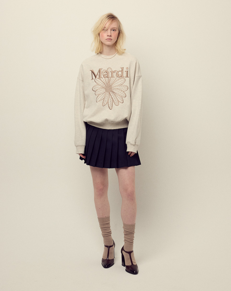Sweatshirt Flowermardi Needlework Oatmeal Taupe
