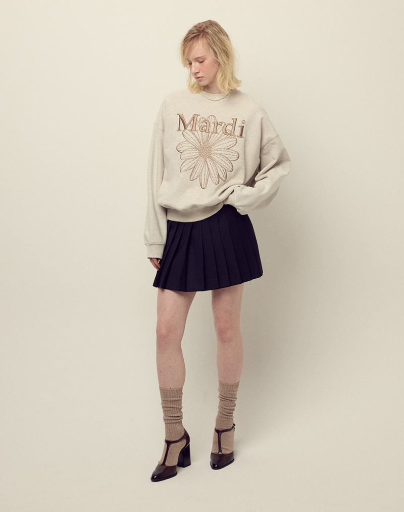 Sweatshirt Flowermardi Needlework Oatmeal Taupe