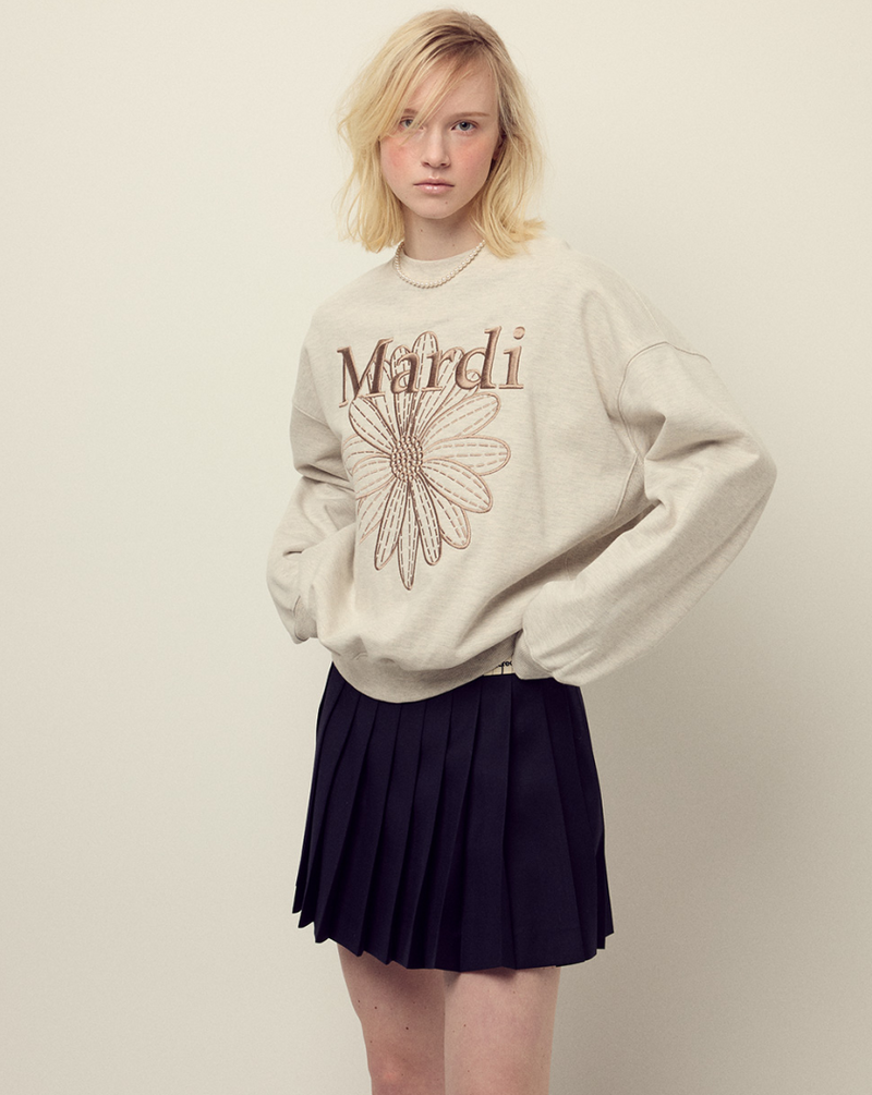 Sweatshirt Flowermardi Needlework Oatmeal Taupe