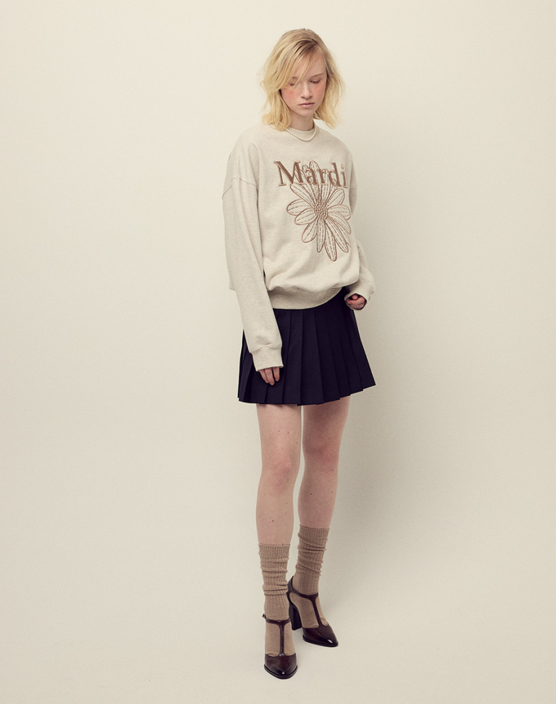 Sweatshirt Flowermardi Needlework Oatmeal Taupe
