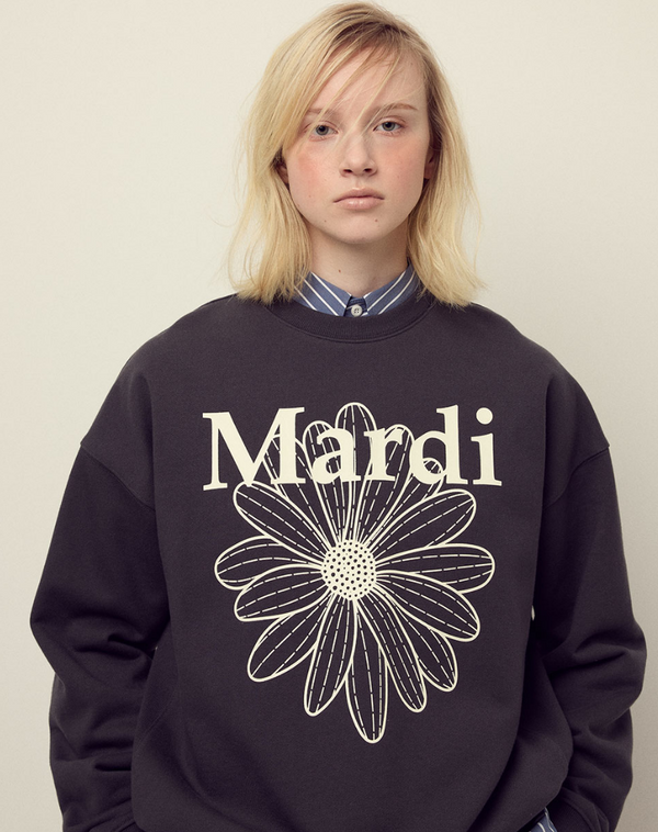 Sweatshirt Flowermardi Charcoal Ivory