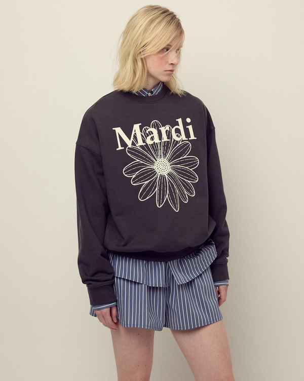 Sweatshirt Flowermardi Charcoal Ivory