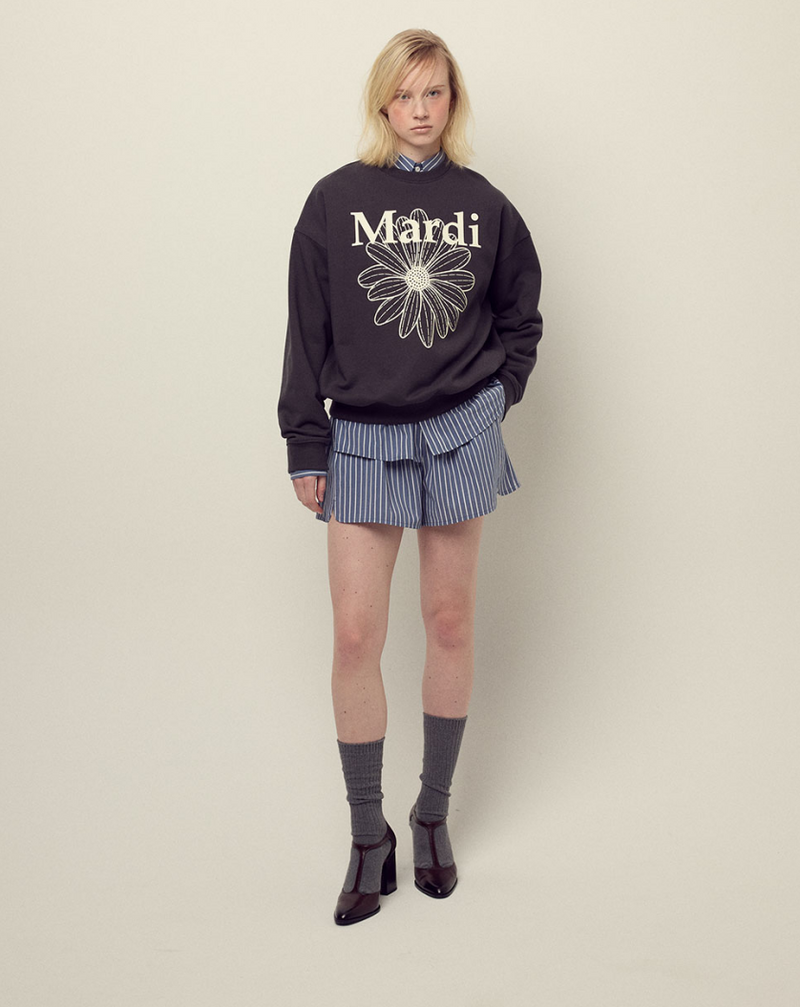 Sweatshirt Flowermardi Charcoal Ivory