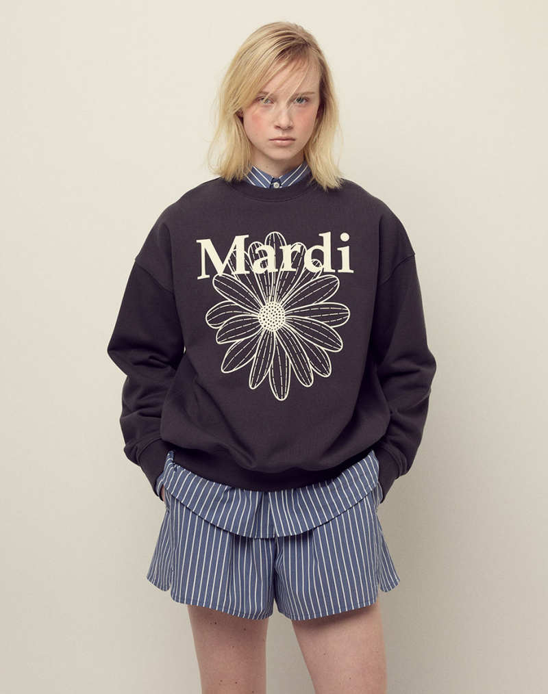Sweatshirt Flowermardi Charcoal Ivory