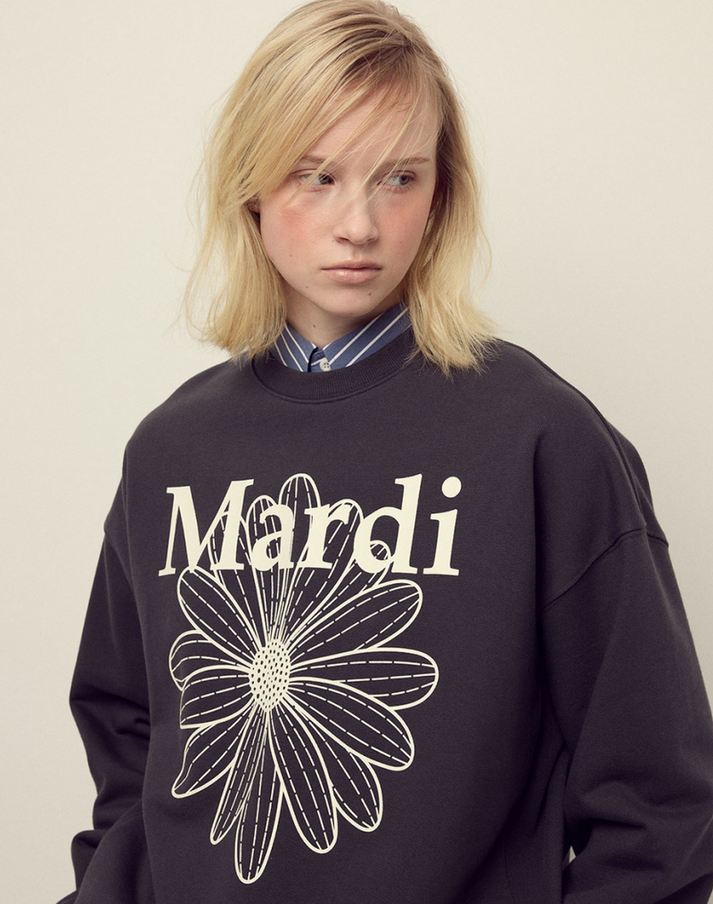 Sweatshirt Flowermardi Charcoal Ivory