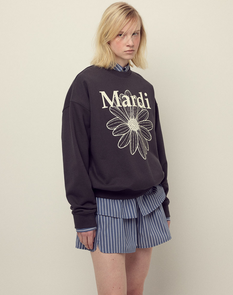 Sweatshirt Flowermardi Charcoal Ivory