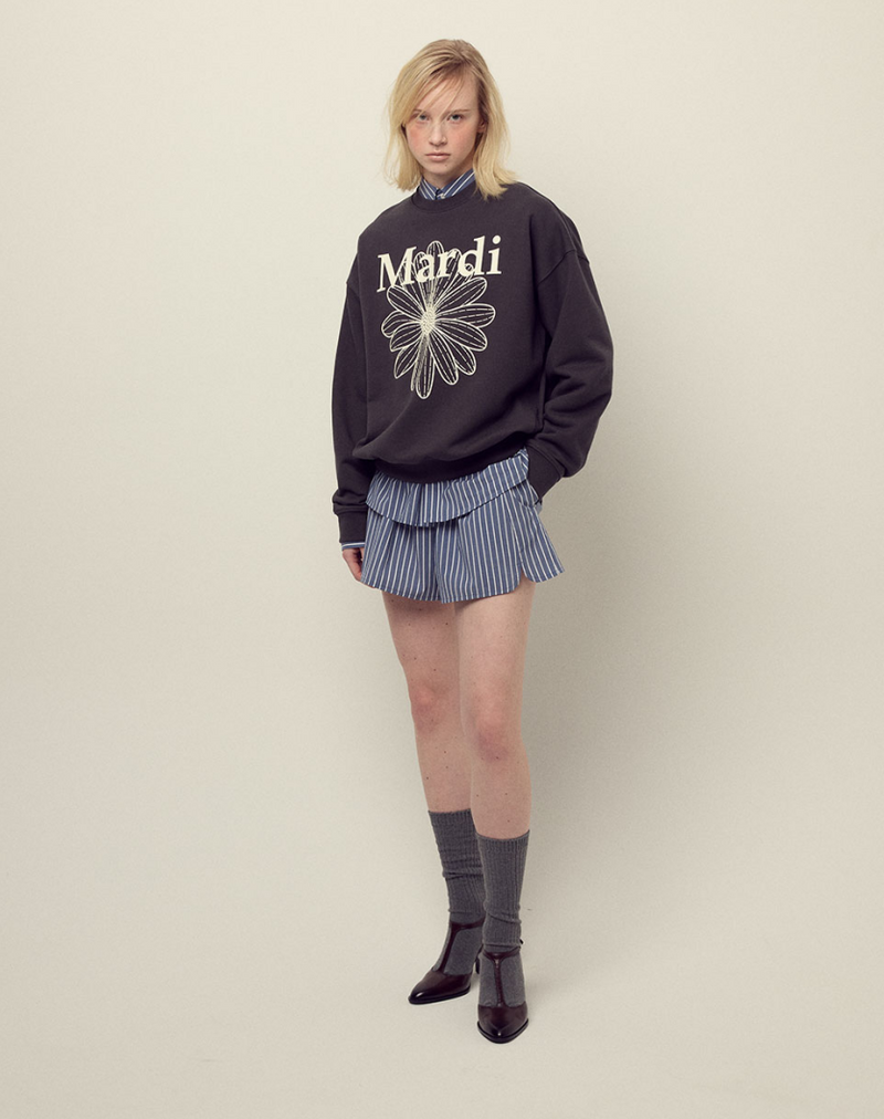Sweatshirt Flowermardi Charcoal Ivory
