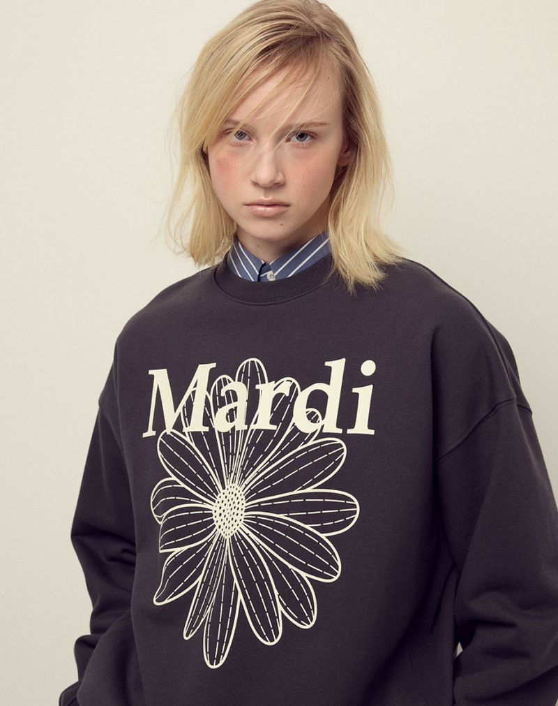 Sweatshirt Flowermardi Charcoal Ivory