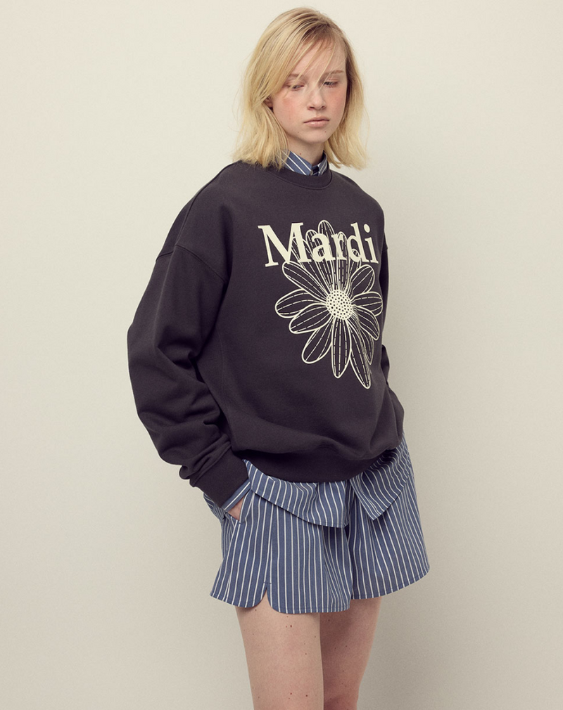 Sweatshirt Flowermardi Charcoal Ivory