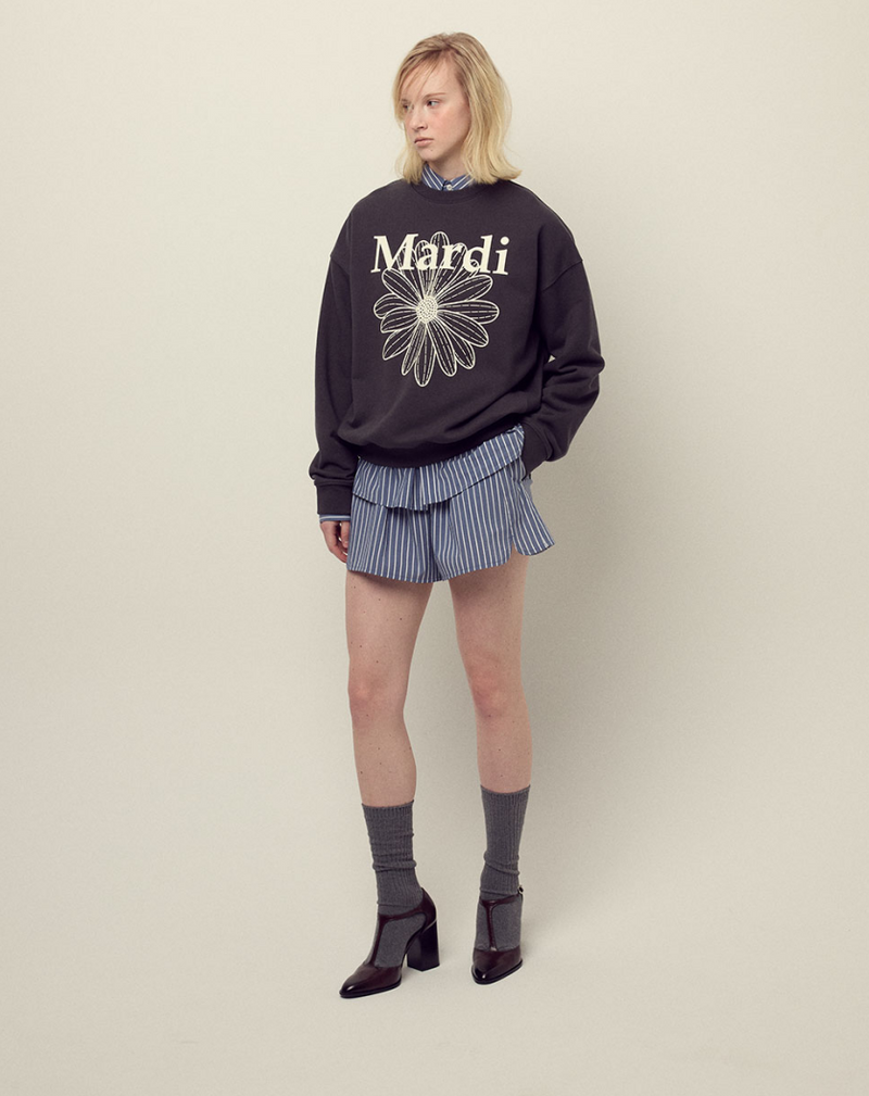 Sweatshirt Flowermardi Charcoal Ivory