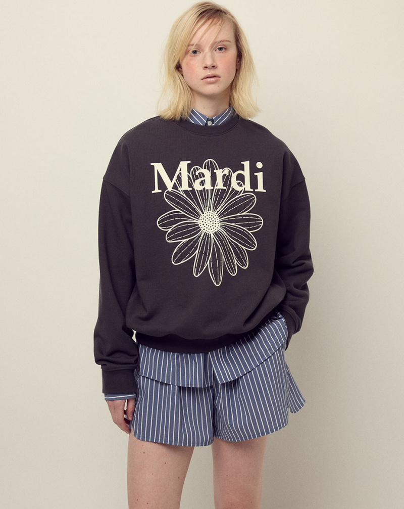 Sweatshirt Flowermardi Charcoal Ivory