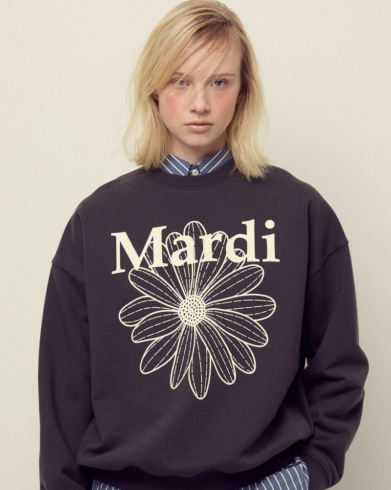 Sweatshirt Flowermardi Charcoal Ivory
