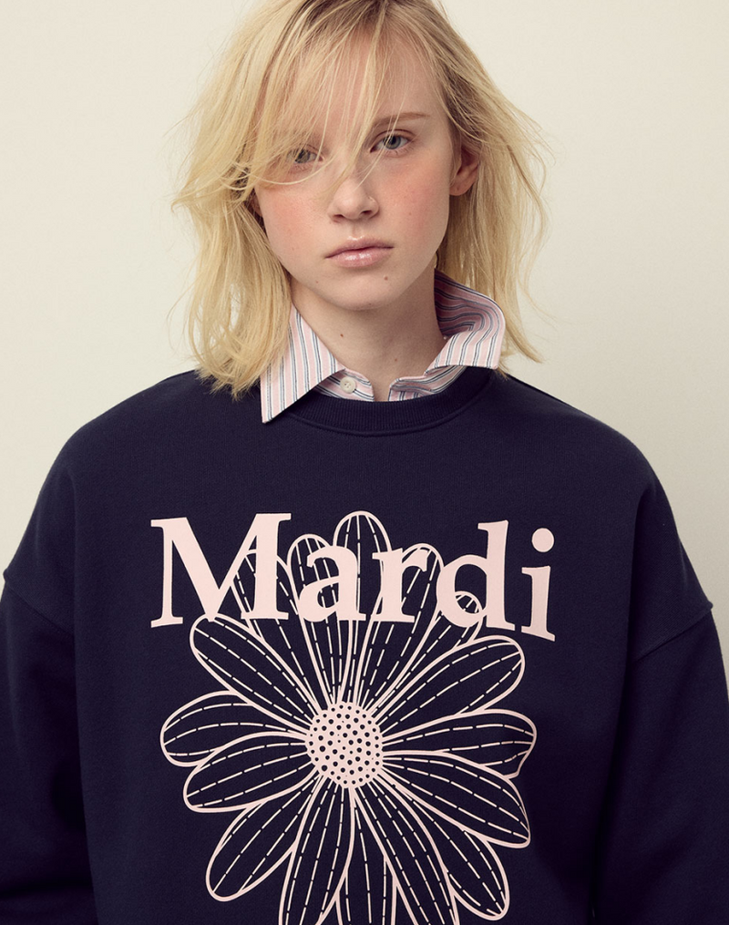Sweatshirt Flowermardi Navy Pale Pink