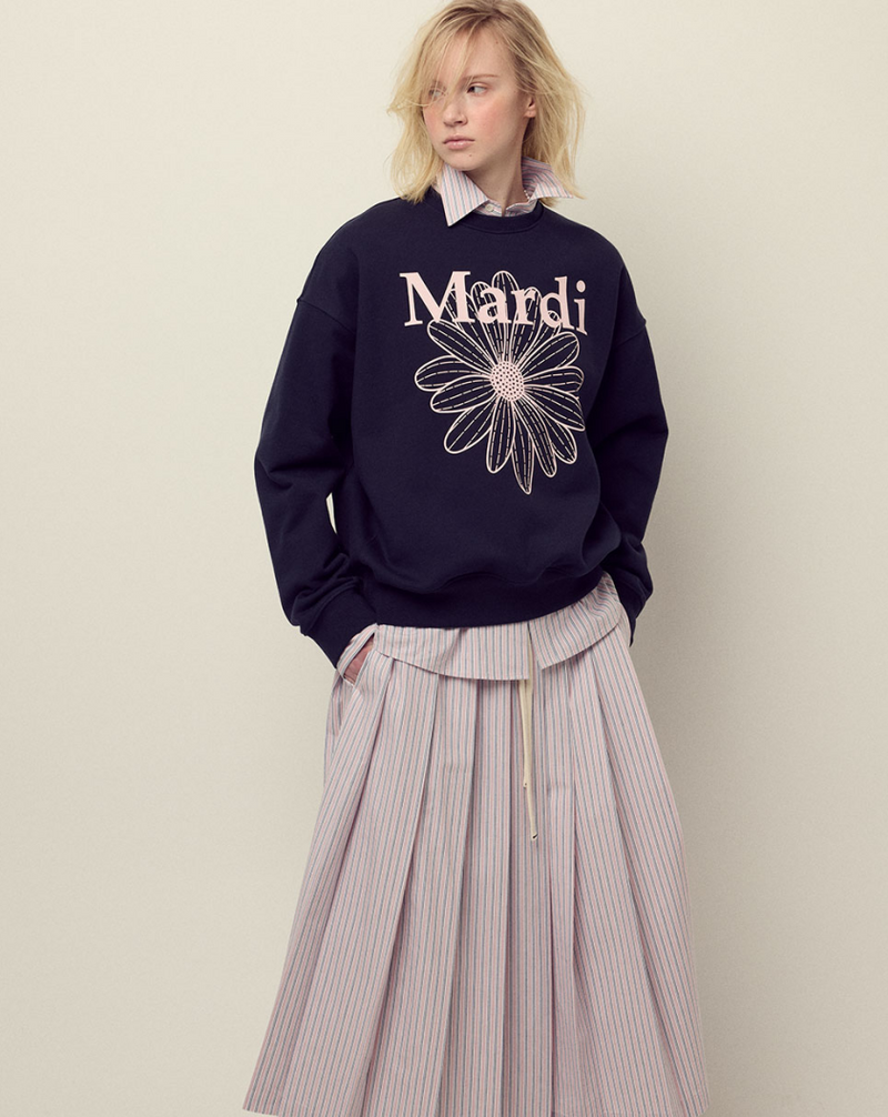 Sweatshirt Flowermardi Navy Pale Pink