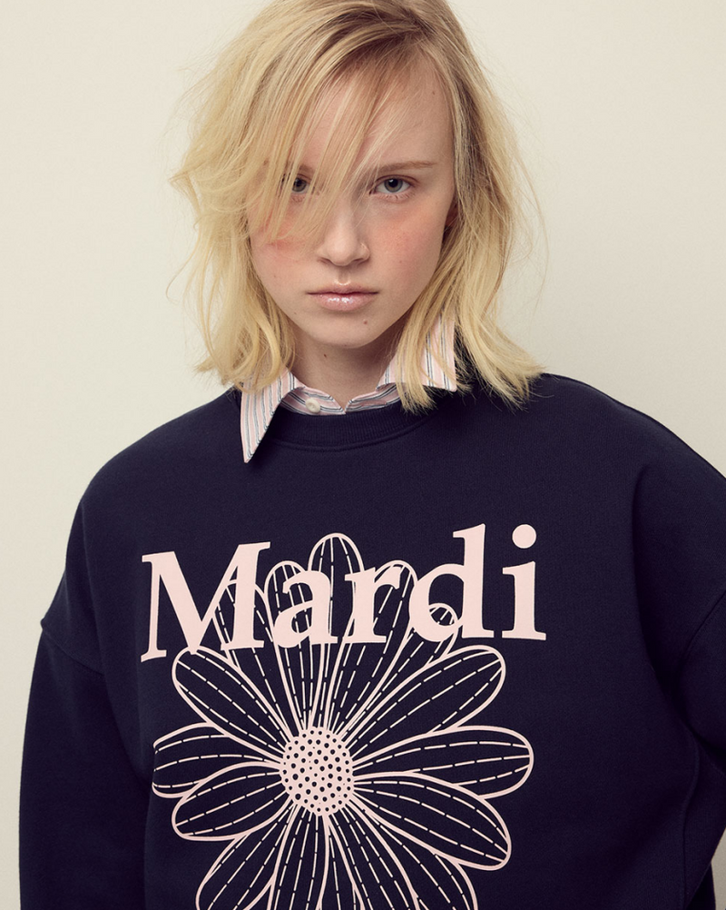 Sweatshirt Flowermardi Navy Pale Pink