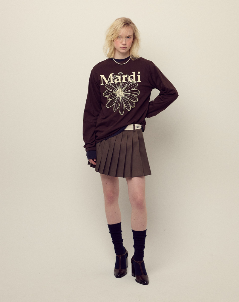 T-shirt Long Sleeve Flowermardi Brown Cream