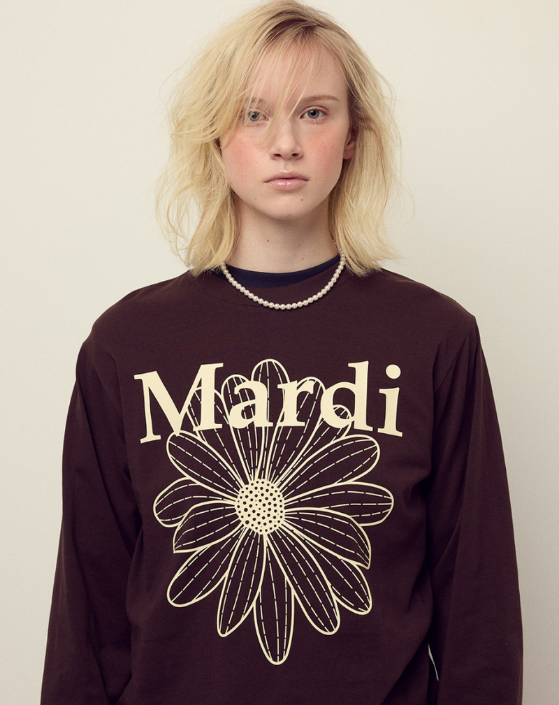 T-shirt Long Sleeve Flowermardi Brown Cream