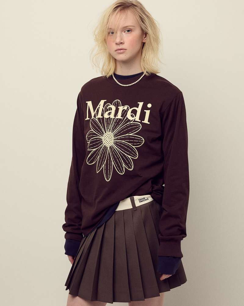 T-shirt Long Sleeve Flowermardi Brown Cream