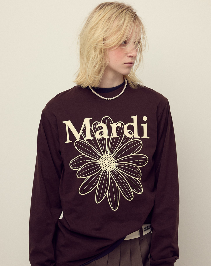 T-shirt Long Sleeve Flowermardi Brown Cream