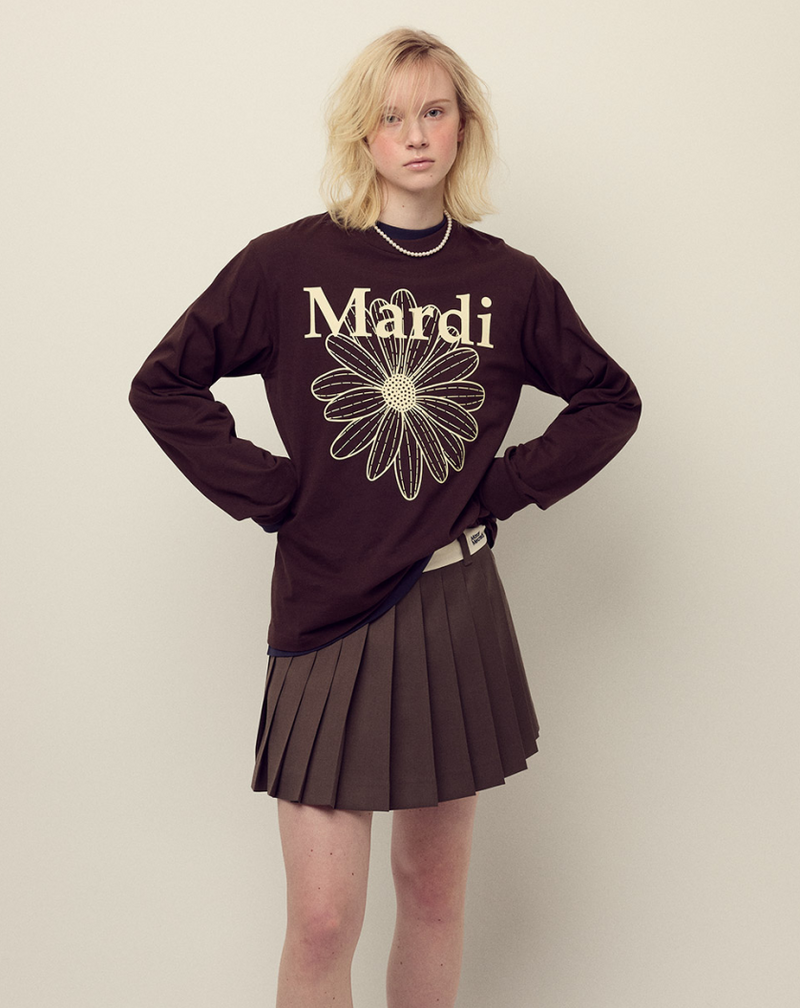 T-shirt Long Sleeve Flowermardi Brown Cream