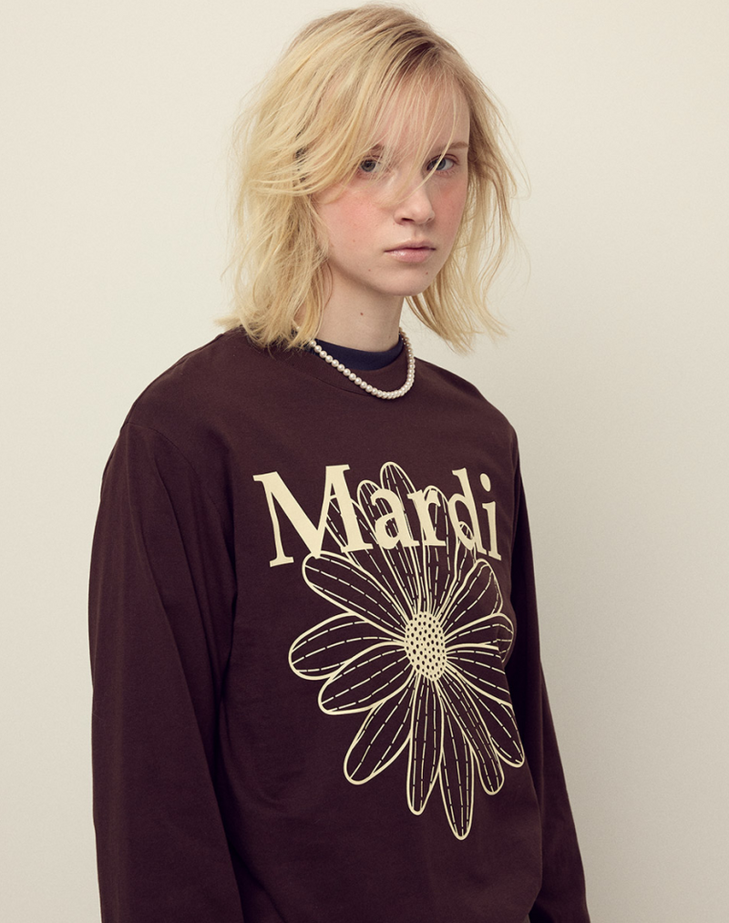T-shirt Long Sleeve Flowermardi Brown Cream