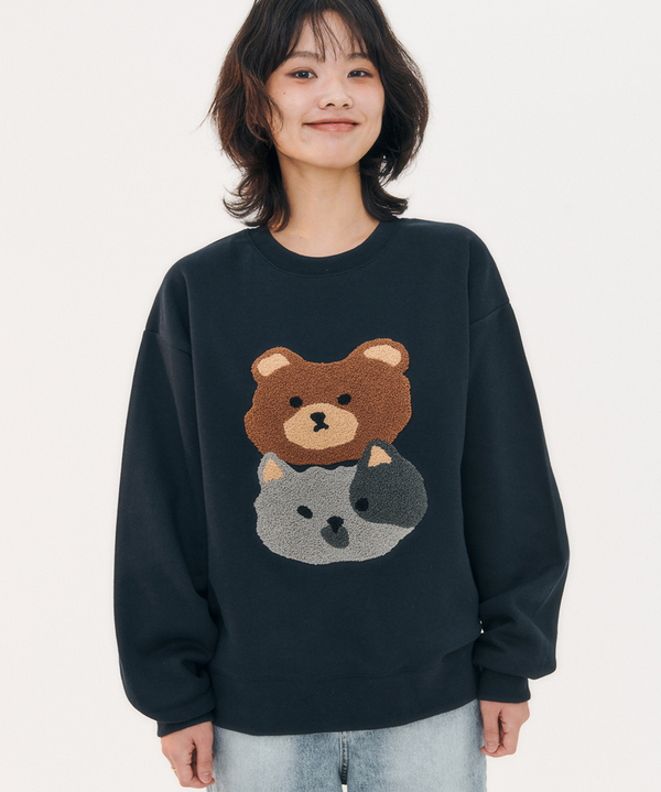 Cat and Bear Sweatshirt Navy