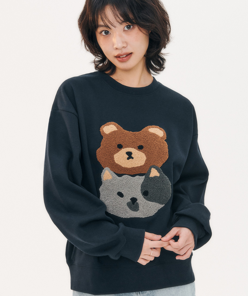 Cat and Bear Sweatshirt Navy