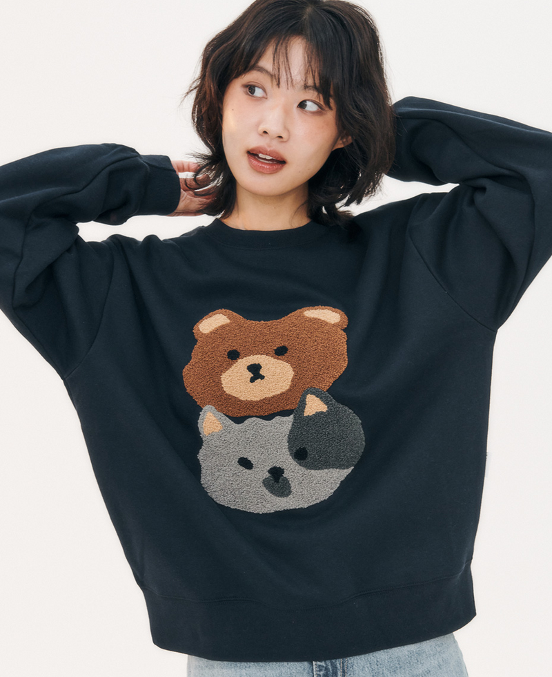 Cat and Bear Sweatshirt Navy