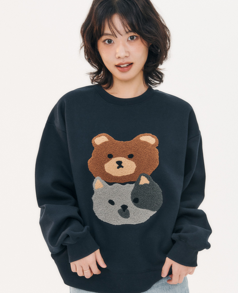 Cat and Bear Sweatshirt Navy